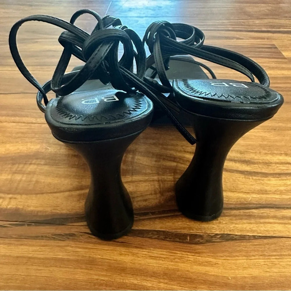 BP Netta Platform Sandal in Black Size: 9.5M wrapped ankle dramatic flare heel - Picture 4 of 8